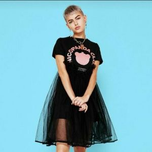 NEW NICOPANDA Tulle T-Shirt Dress Black Size XL